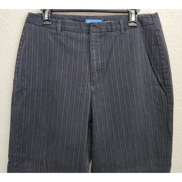 Dockers Women Black Gray Charcoal Pinstripe Clean Front Favorite Fit Pants 12 - Picture 2 of 5